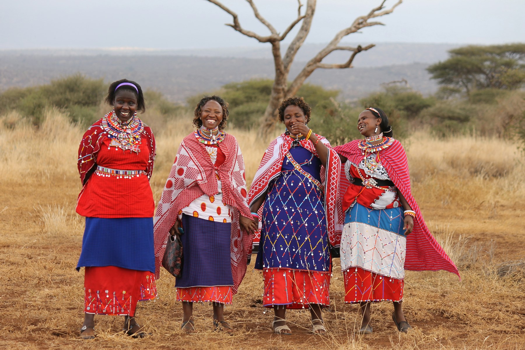 Maasai women in traditional attire in Amboseli